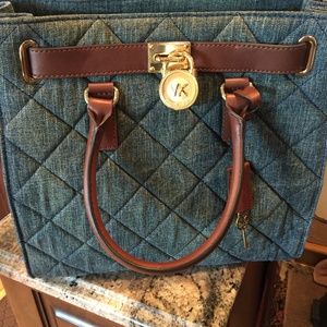 Michael Kors Hamilton Quilt Denim Tote NWT